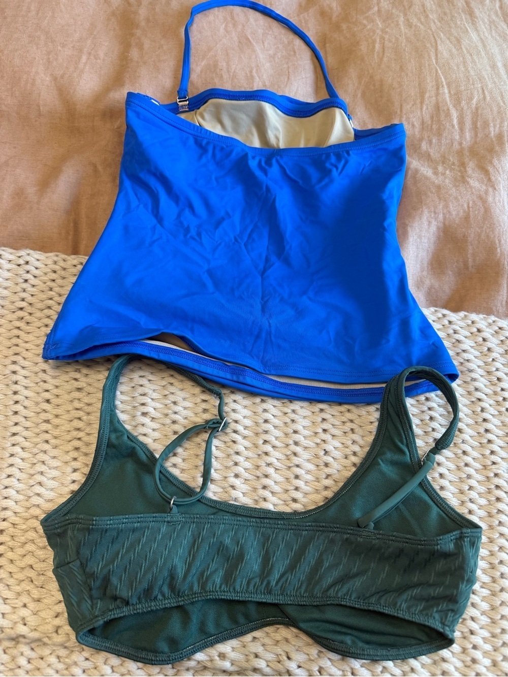 Bundle of Royal Blue Tankini Top & Forest Green Bikini Top Set - Picture 2 of 7